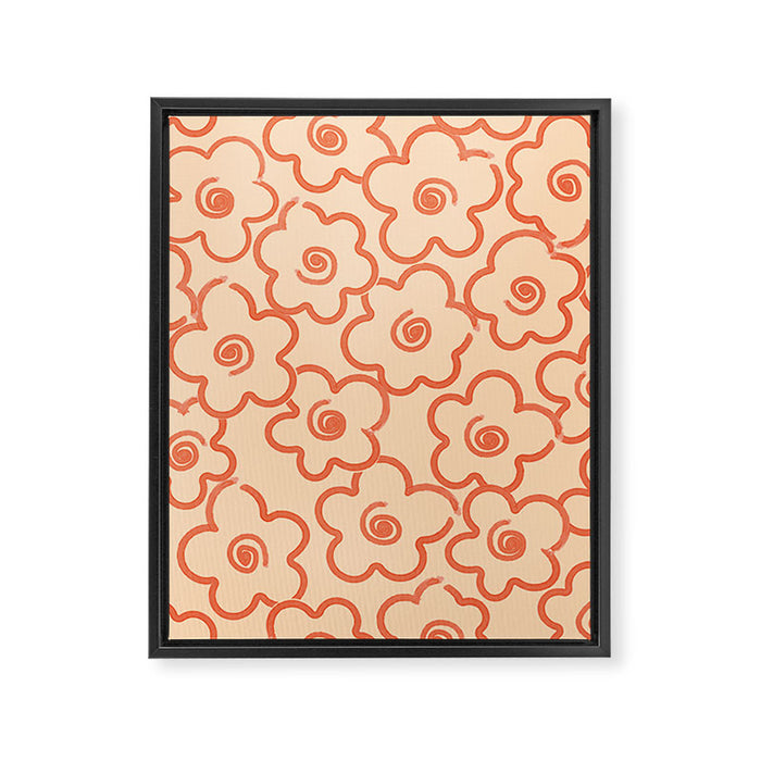 Flower Doodles in Orange & Peach Fuzz Framed Canvas Print Gallery Image 1