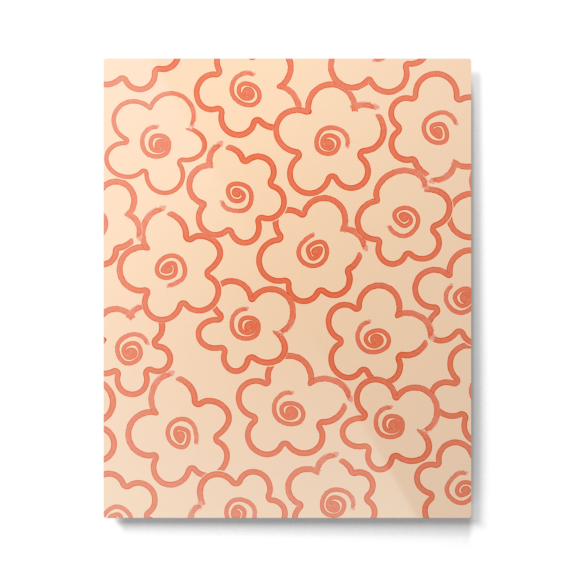 Flower Doodles in Orange & Peach Fuzz Metal Print Gallery Image 4