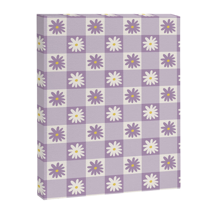 Flower Lavender Gingham Checker in Purple Canvas Print Gallery Image 1