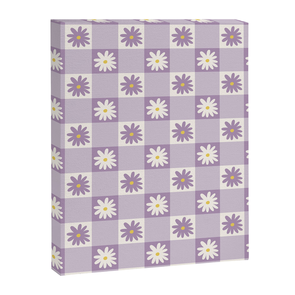 Flower Lavender Gingham Checker in Purple Canvas Print Gallery Image 6