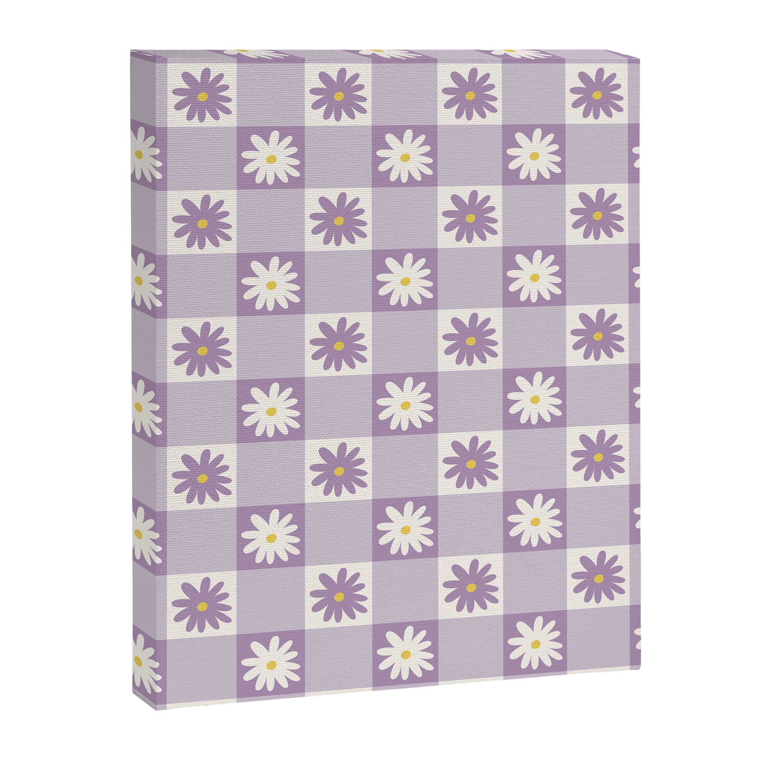 Flower Lavender Gingham Checker in Purple Canvas Print Gallery Image 6