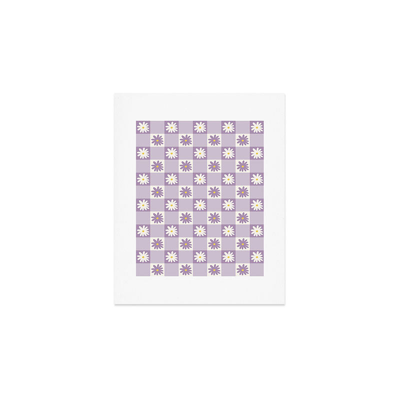 Flower Lavender Gingham Checker in Purple Art Print Gallery Image 1