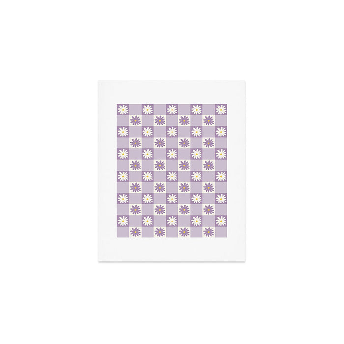 Flower Lavender Gingham Checker in Purple Art Print Gallery Image 1