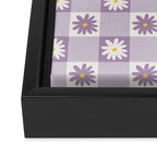 Flower Lavender Gingham Checker in Purple Framed Canvas Print Gallery Image 3