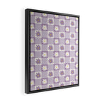 Flower Lavender Gingham Checker in Purple Framed Canvas Print Gallery Image 2