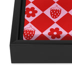 Flowers And Strawberry Pink & Red Checker Framed Canvas Print Gallery Image 3