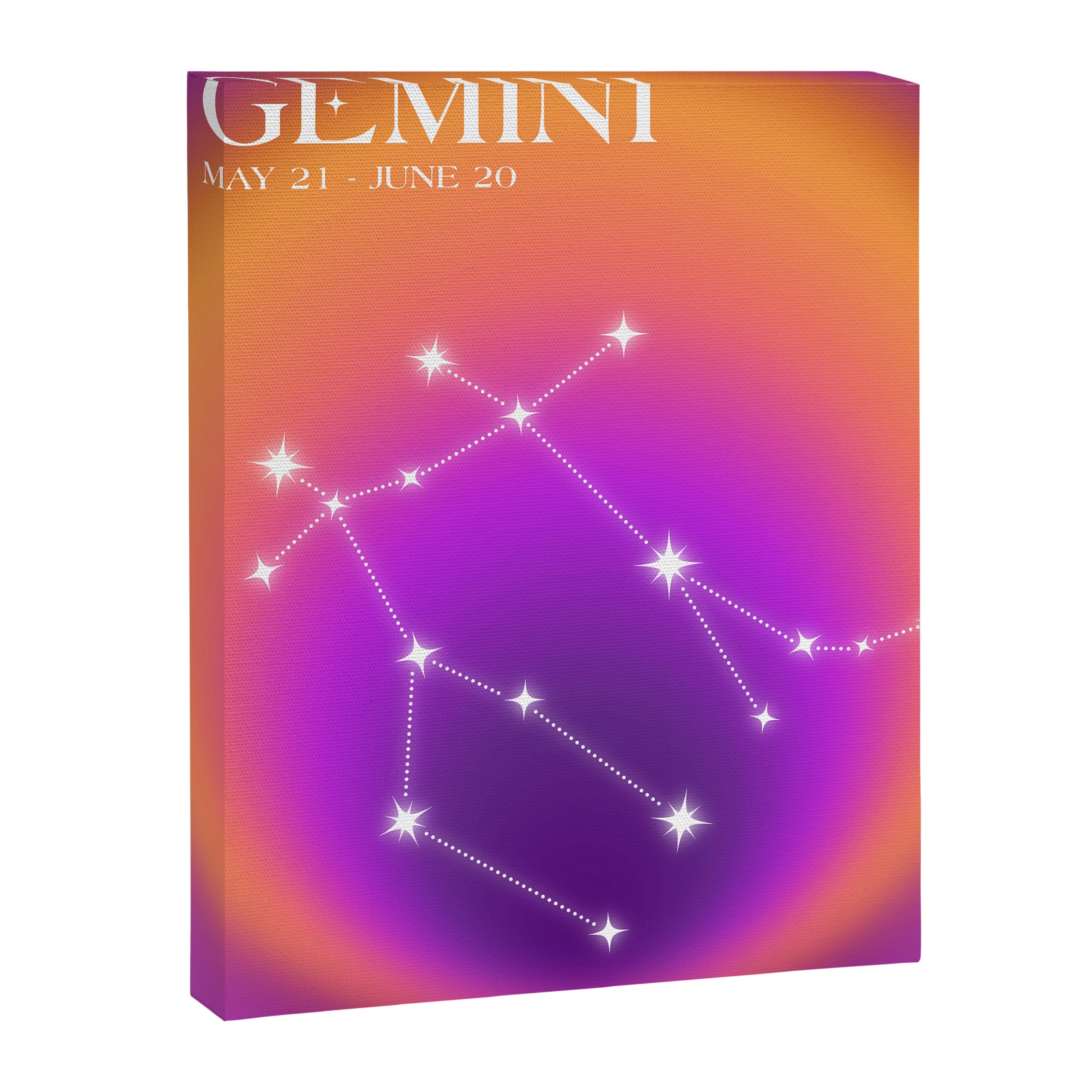 Gemini Star Sign Constellation, Aura Gradient Zodiac Art Canvas Print Gallery Image 6