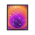 Gemini Star Sign Constellation, Aura Gradient Zodiac Art Framed Canvas Print Gallery Image 6