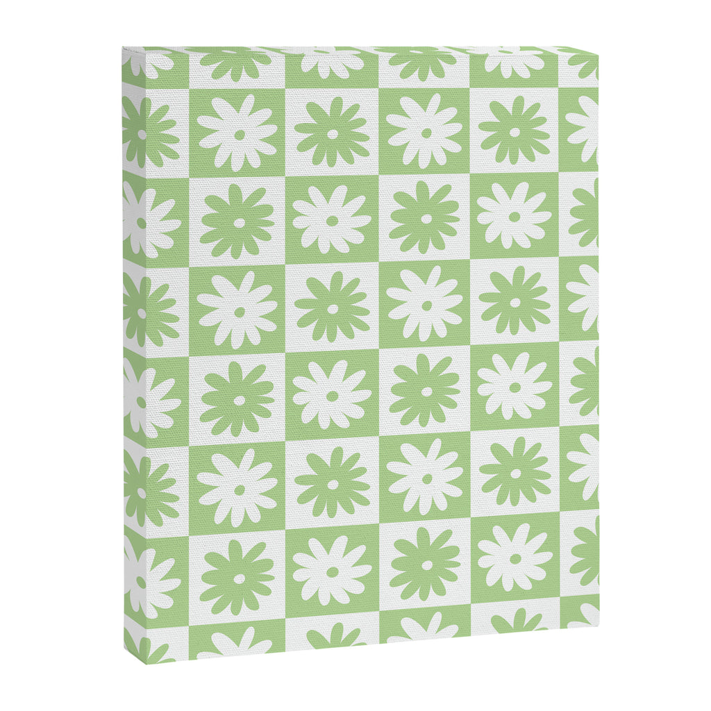 Green And White Checkered Flower Pattern Canvas Print Gallery Image 6
