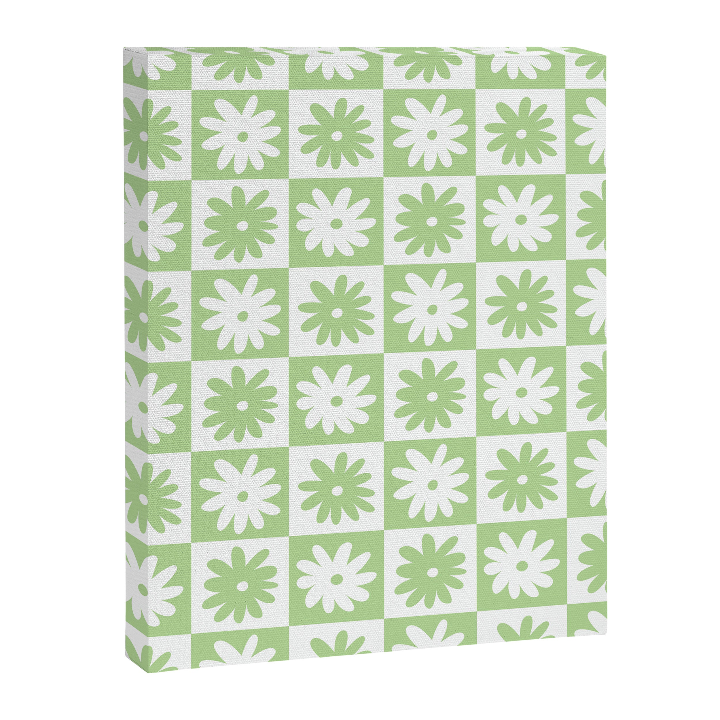 Green And White Checkered Flower Pattern Canvas Print Gallery Image 6