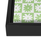 Green And White Checkered Flower Pattern Framed Canvas Print Gallery Image 3