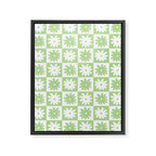 Green And White Checkered Flower Pattern Framed Canvas Print Gallery Image 6