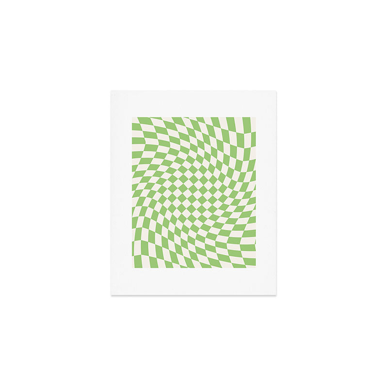 Green Checker Swirl Art Print Gallery Image 1