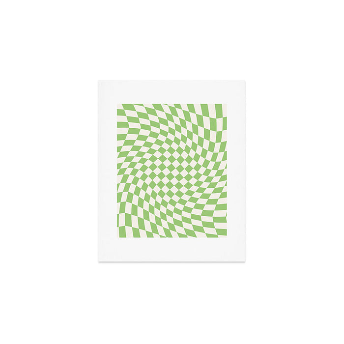 Green Checker Swirl Art Print Gallery Image 1