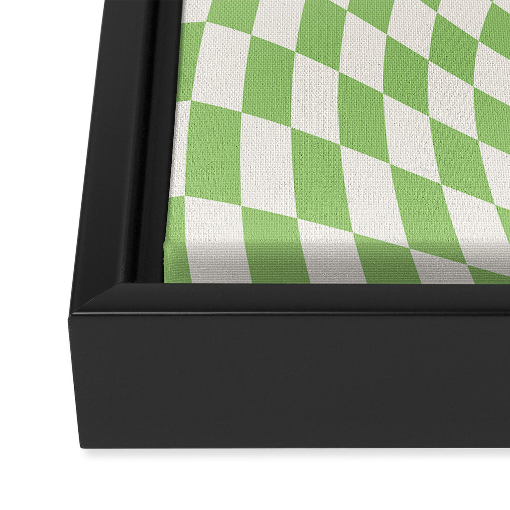 Green Checker Swirl Framed Canvas Print Gallery Image 3