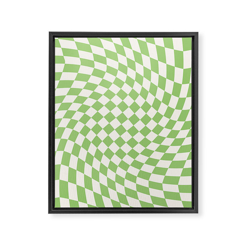 Green Checker Swirl Framed Canvas Print Gallery Image 6