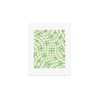 Green Checker Swirl With Flowers Art Print Gallery Image 1