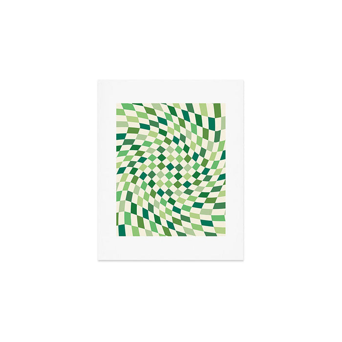 Green Checkered Swirl Art Print Gallery Image 1