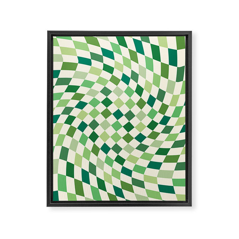 Green Checkered Swirl Framed Canvas Print Gallery Image 6