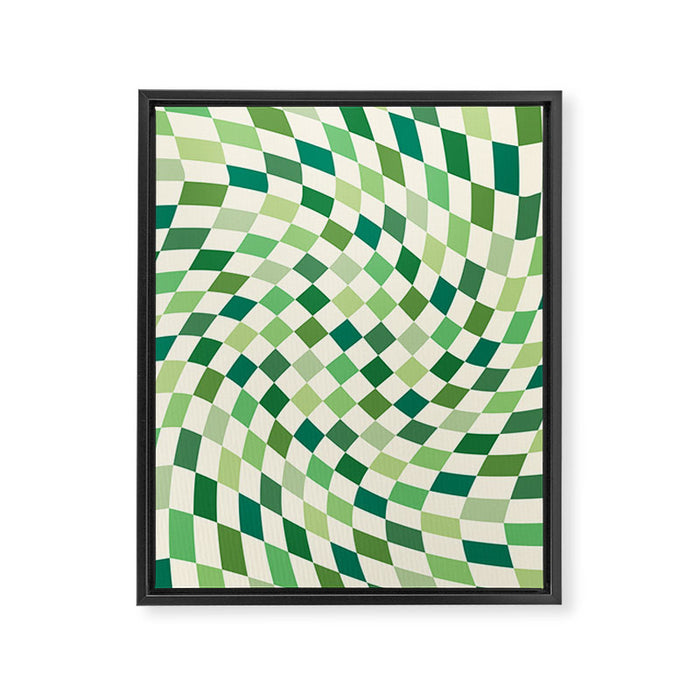 Green Checkered Swirl Framed Canvas Print Gallery Image 1