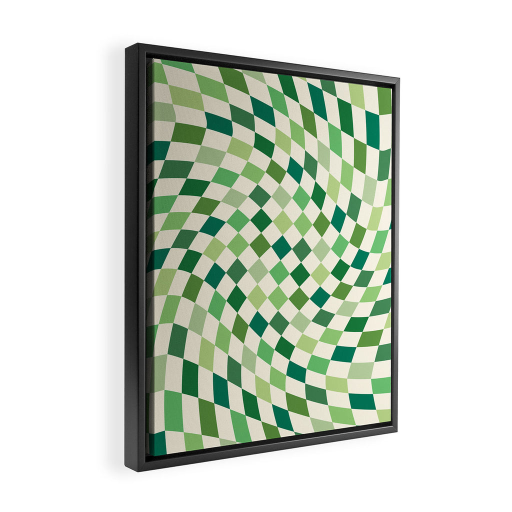 Green Checkered Swirl Framed Canvas Print Gallery Image 2