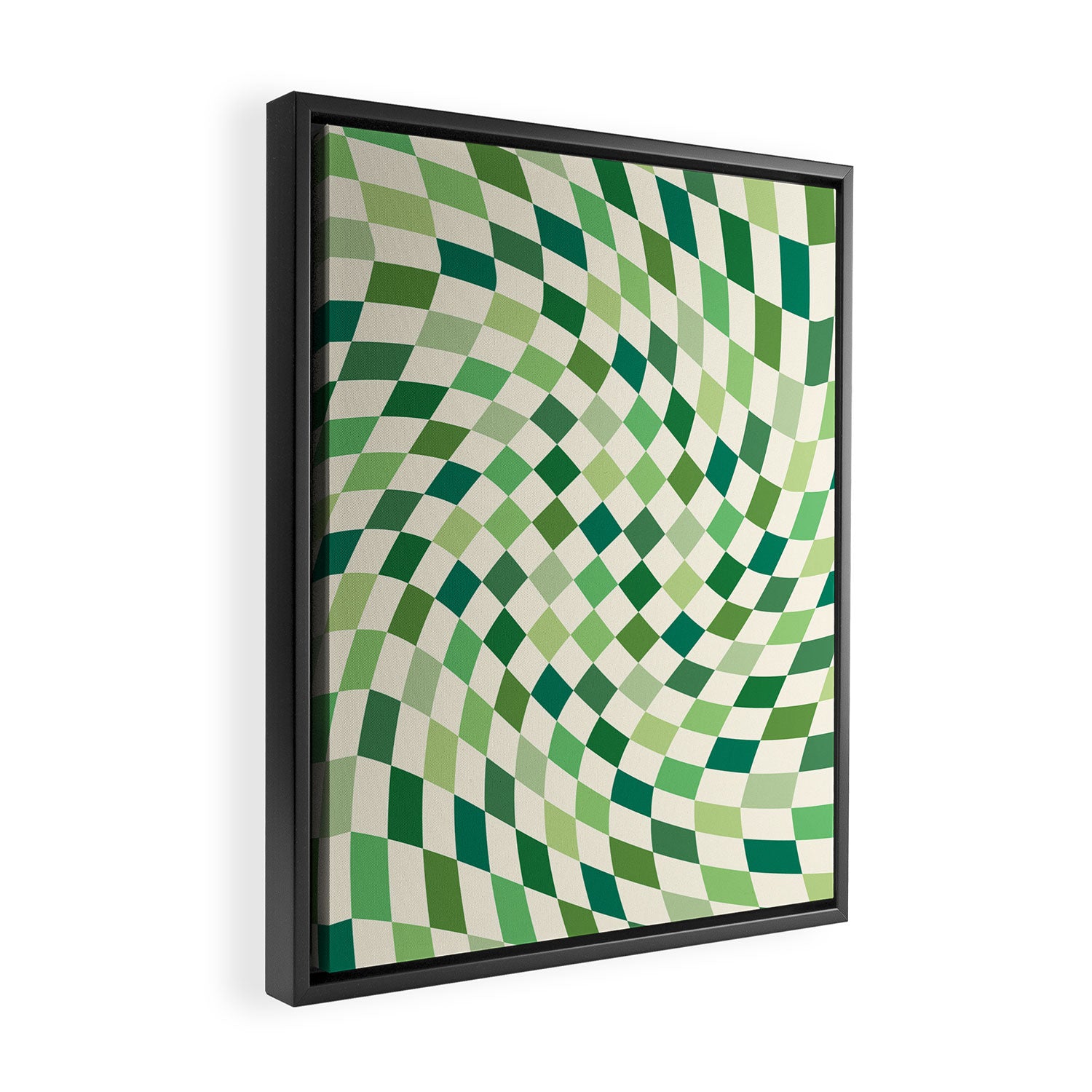 Green Checkered Swirl Framed Canvas Print Gallery Image 2
