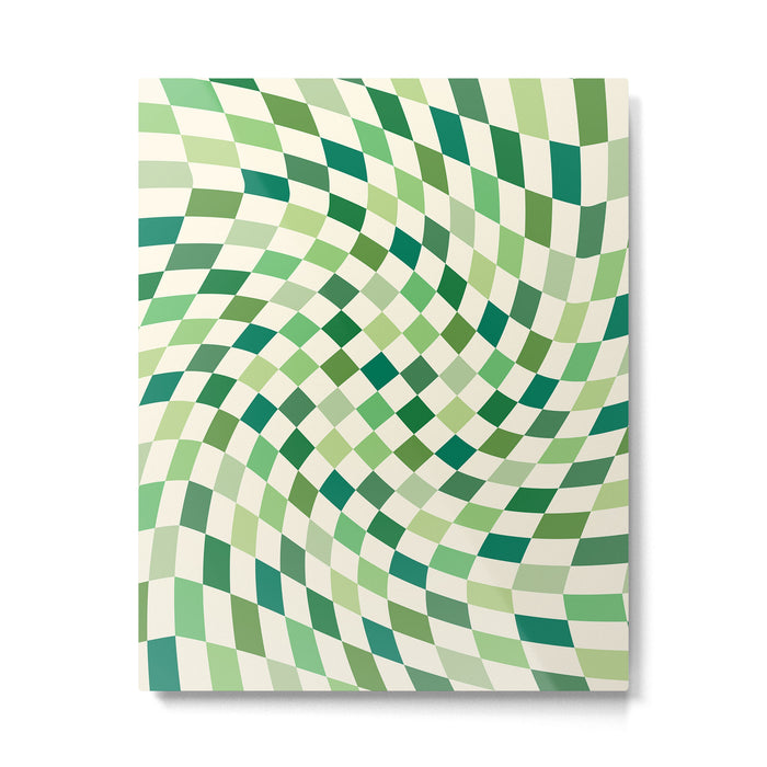 Green Checkered Swirl Metal Print Gallery Image 1