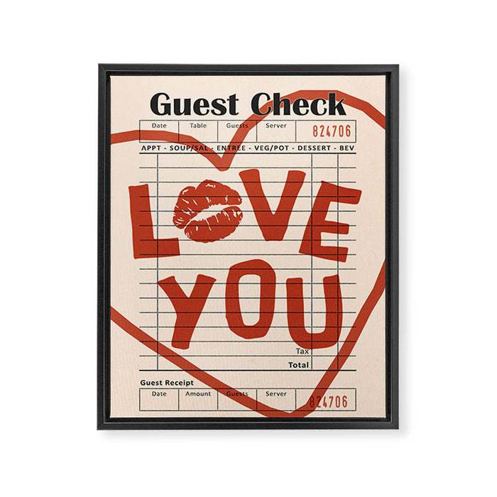 Guest Check Love You Framed Canvas Print Gallery Image 1