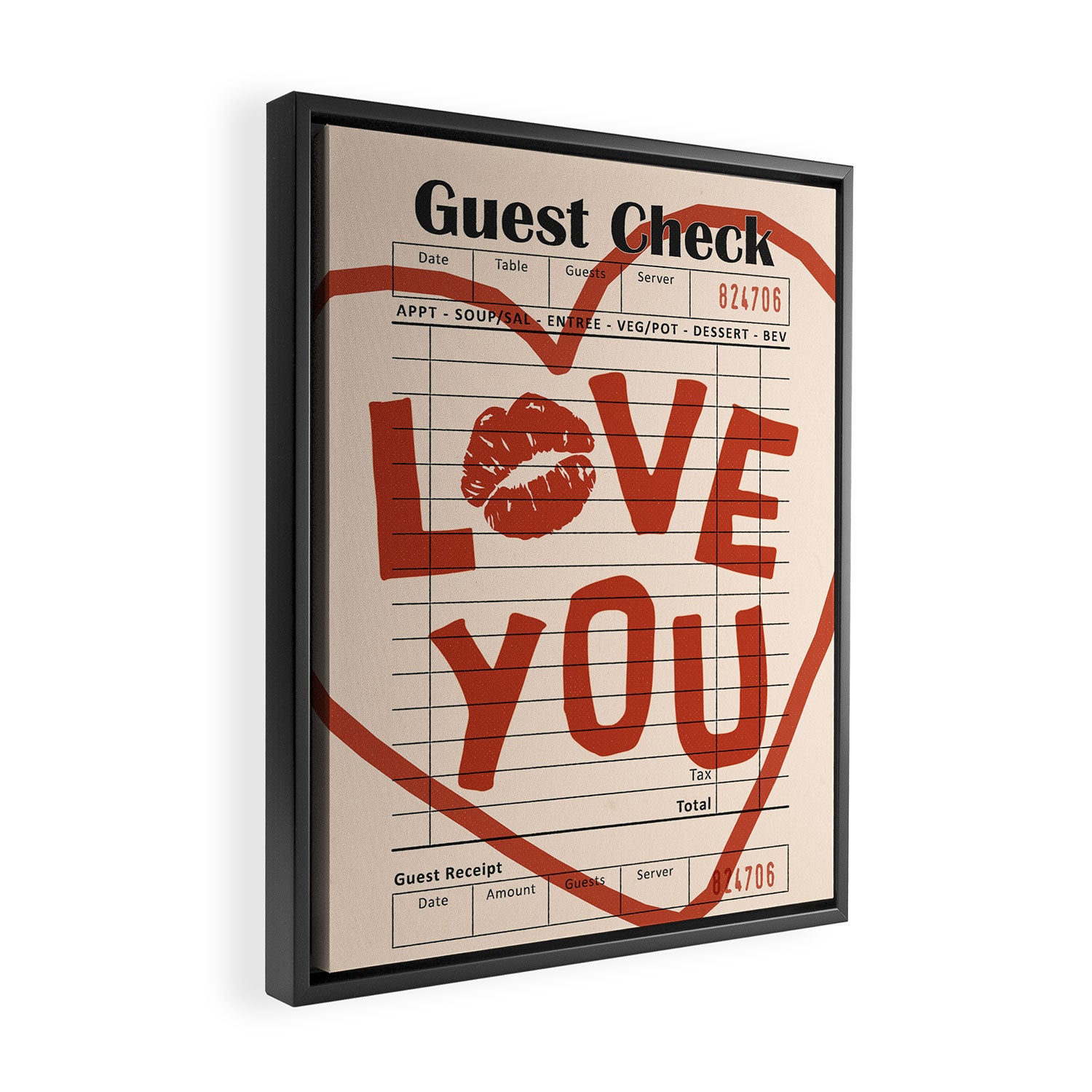Guest Check Love You Framed Canvas Print Gallery Image 2