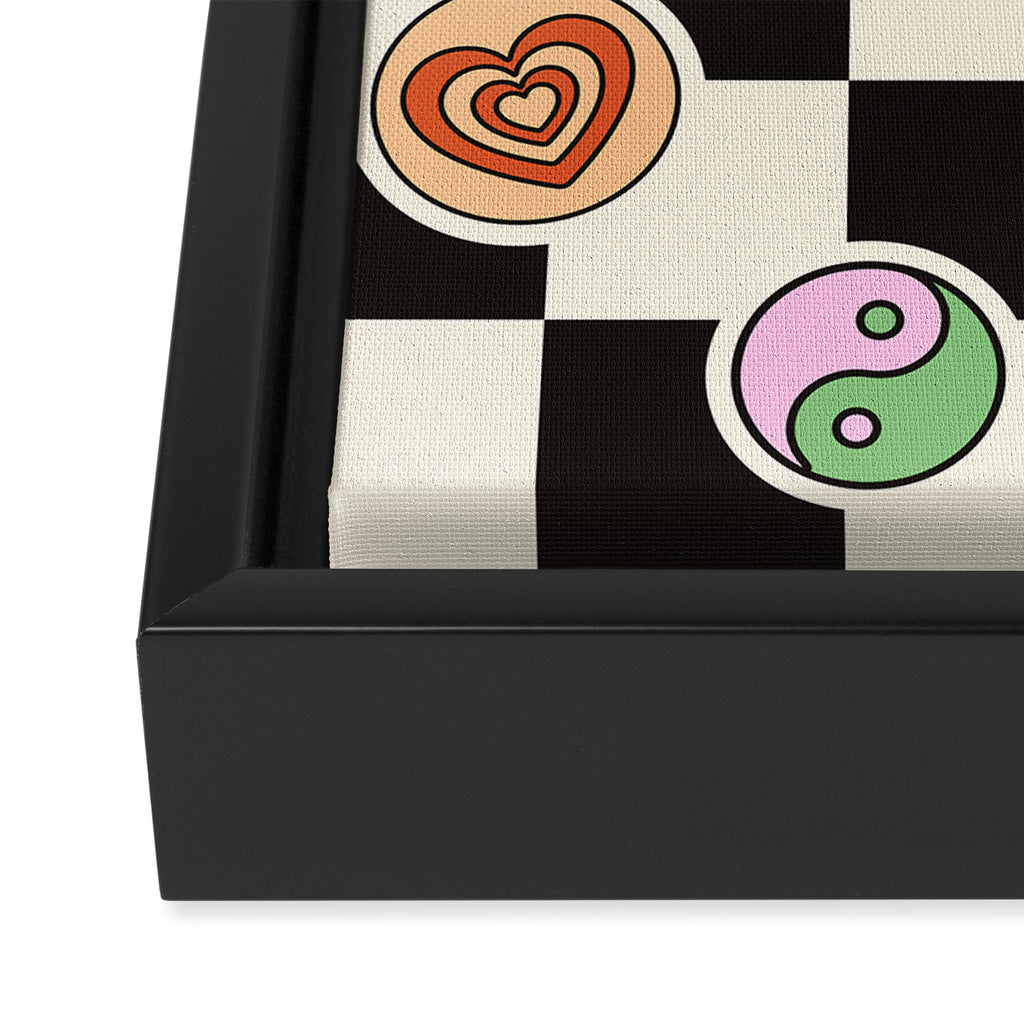 Have A Nice Day. Y2k Stickers, Black & White Checker Framed Canvas Print Gallery Image 3