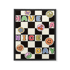 Have A Nice Day. Y2k Stickers, Black & White Checker Framed Canvas Print Gallery Image 8