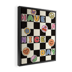 Have A Nice Day. Y2k Stickers, Black & White Checker Framed Canvas Print Gallery Image 2