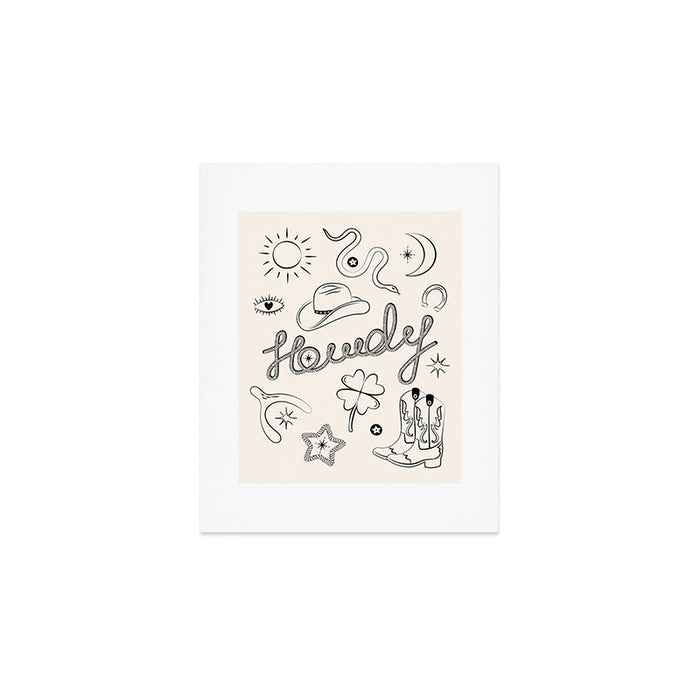 Howdy. Black and White Good Luck Charms Art Print Gallery Image 1