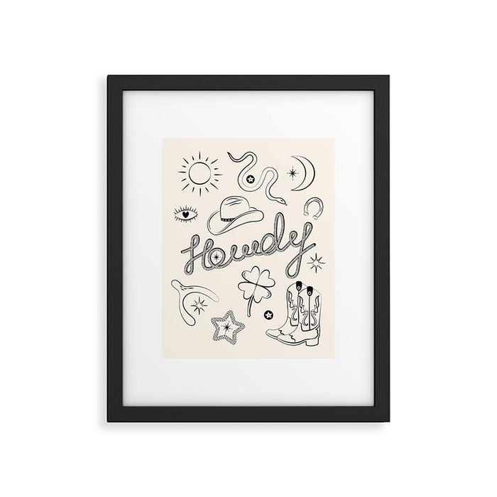 Howdy. Black and White Good Luck Charms Framed Art Print Gallery Image 1