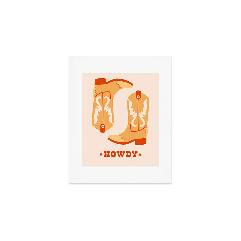 Howdy Cowboy Boots Art Print Gallery Image 1