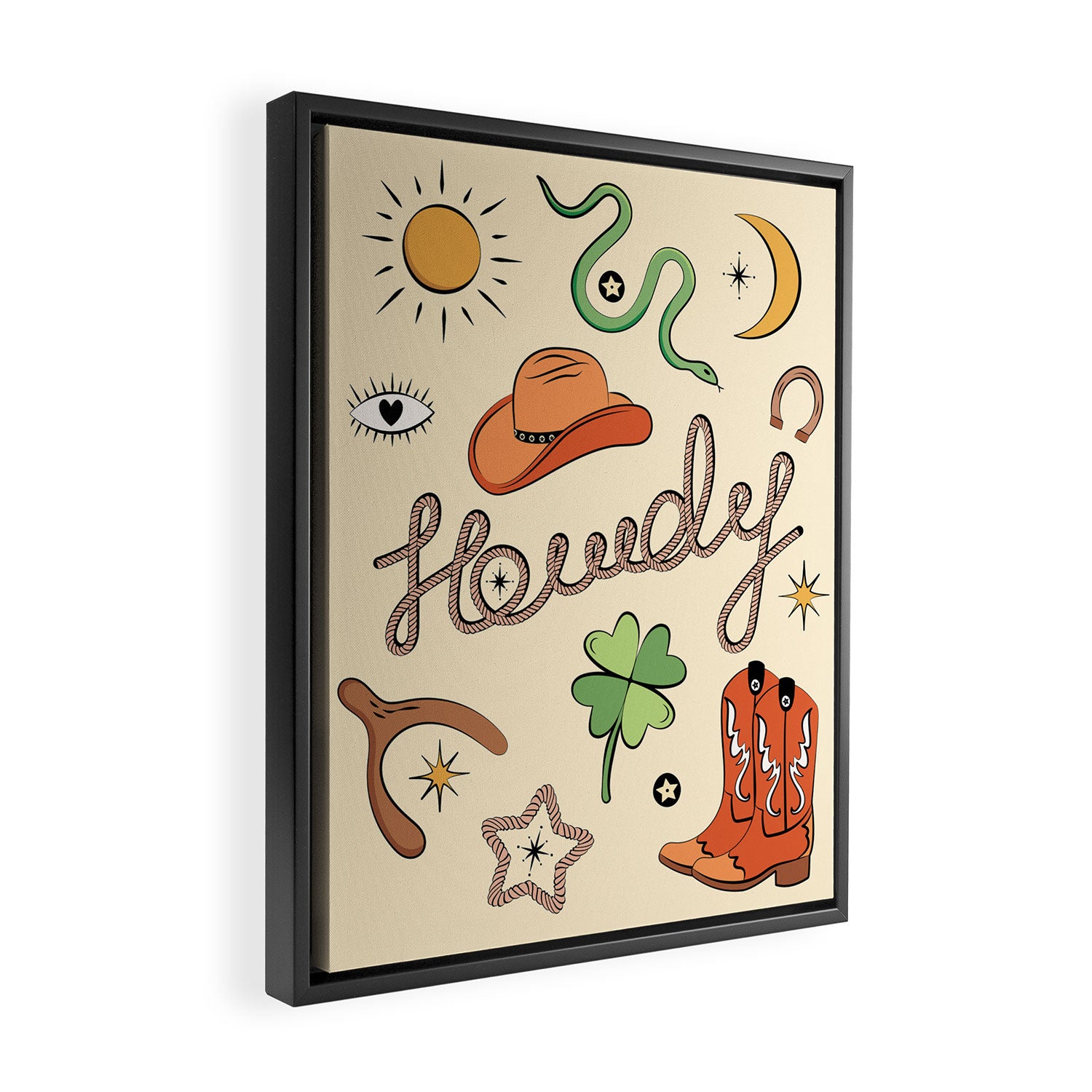 Howdy - Lucky Western Charms Framed Canvas Print Gallery Image 2