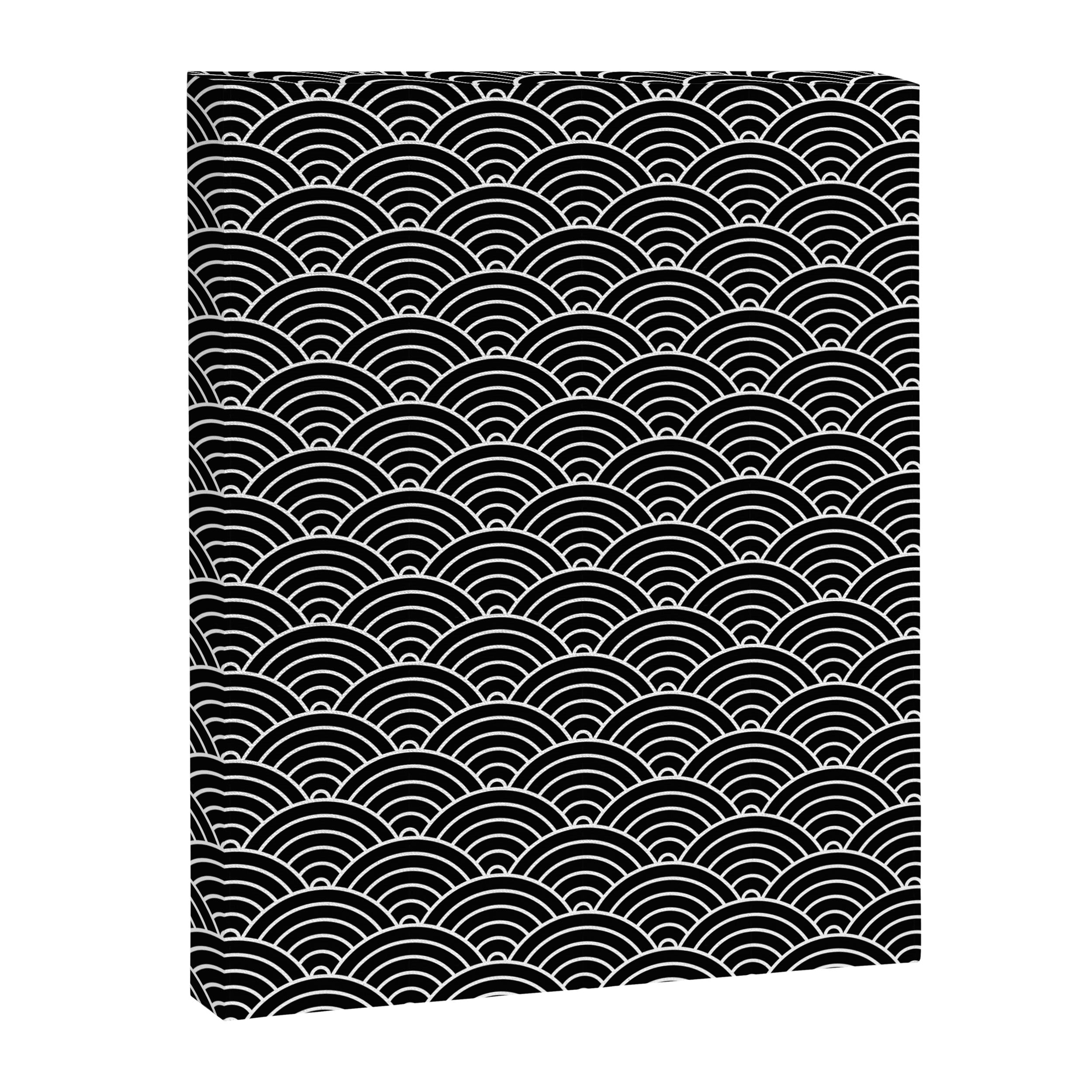 Japanese Waves Pattern Black on White Canvas Print Gallery Image 6