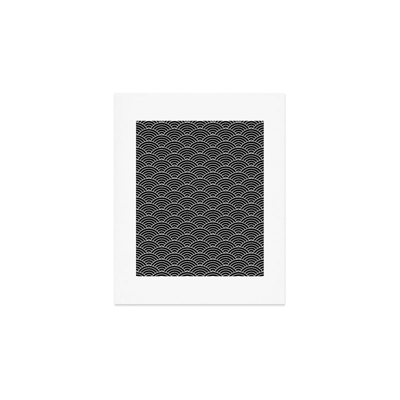 Japanese Waves Pattern Black on White Art Print Gallery Image 1