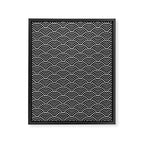 Japanese Waves Pattern Black on White Framed Canvas Print Gallery Image 6