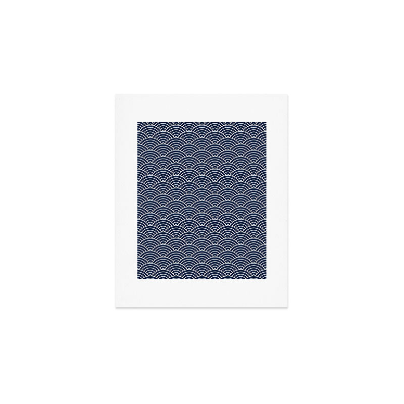 Japanese Waves Pattern Dark Blue Art Print Gallery Image 1