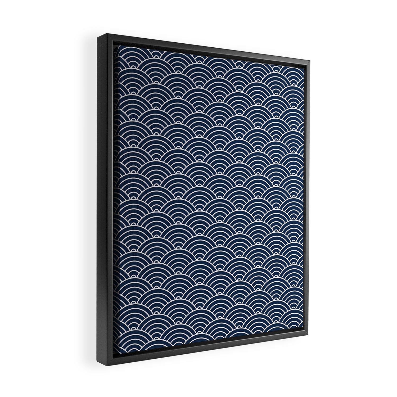Japanese Waves Pattern Dark Blue Framed Canvas Print Gallery Image 2