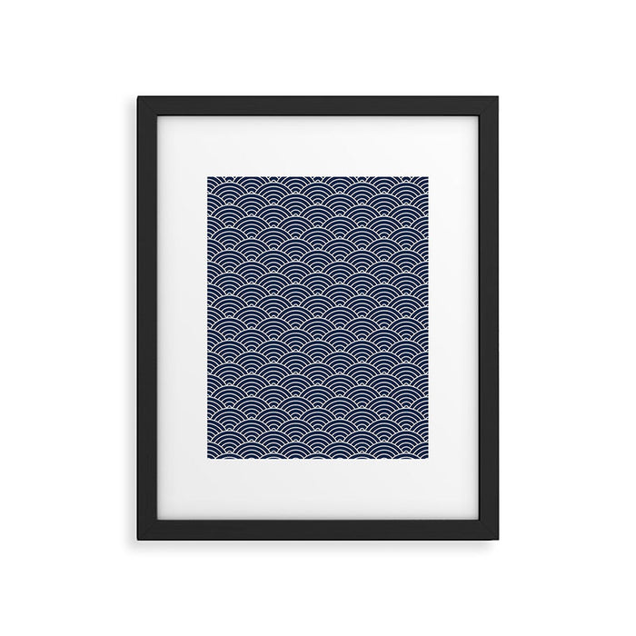 Japanese Waves Pattern Dark Blue Framed Art Print Gallery Image 1
