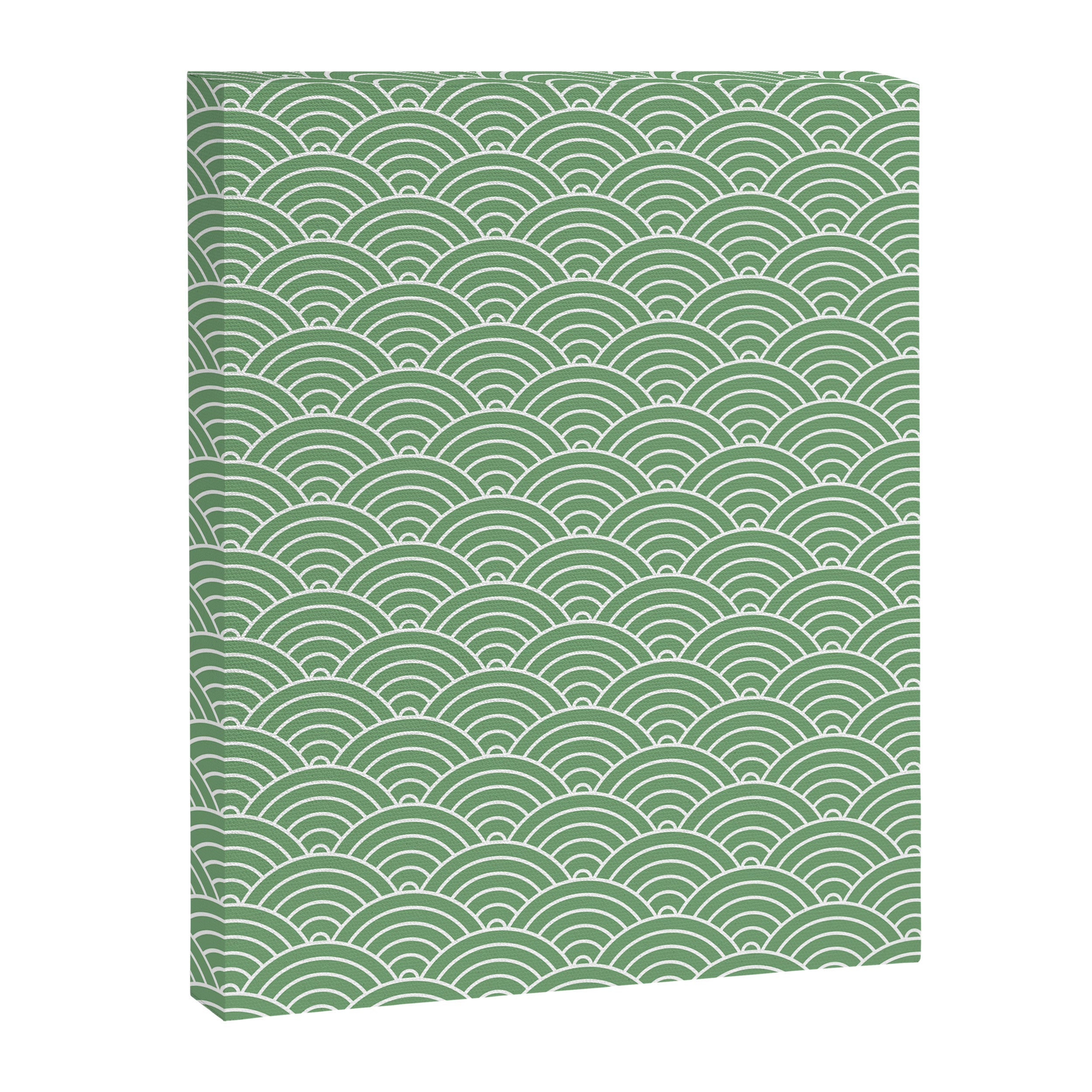Japanese Waves Pattern Green Canvas Print Gallery Image 6