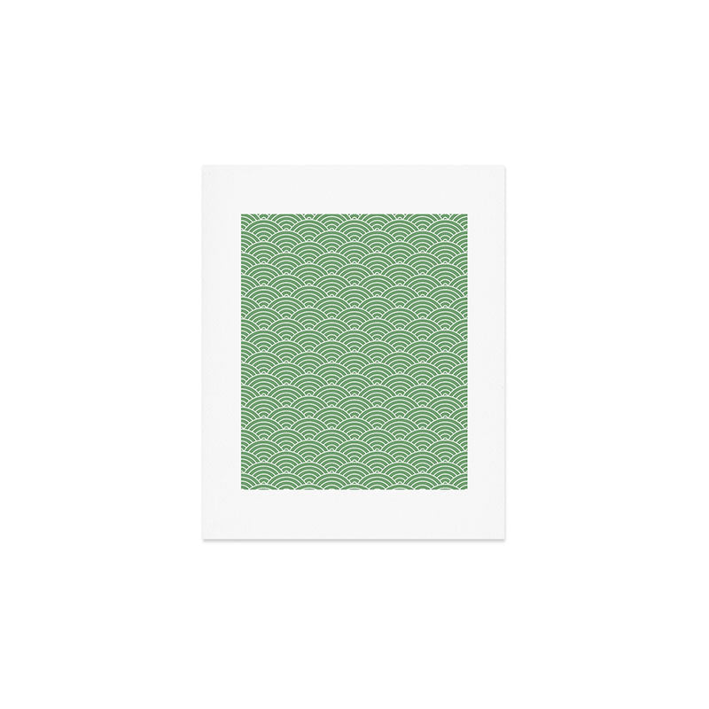 Japanese Waves Pattern Green Art Print Gallery Image 1
