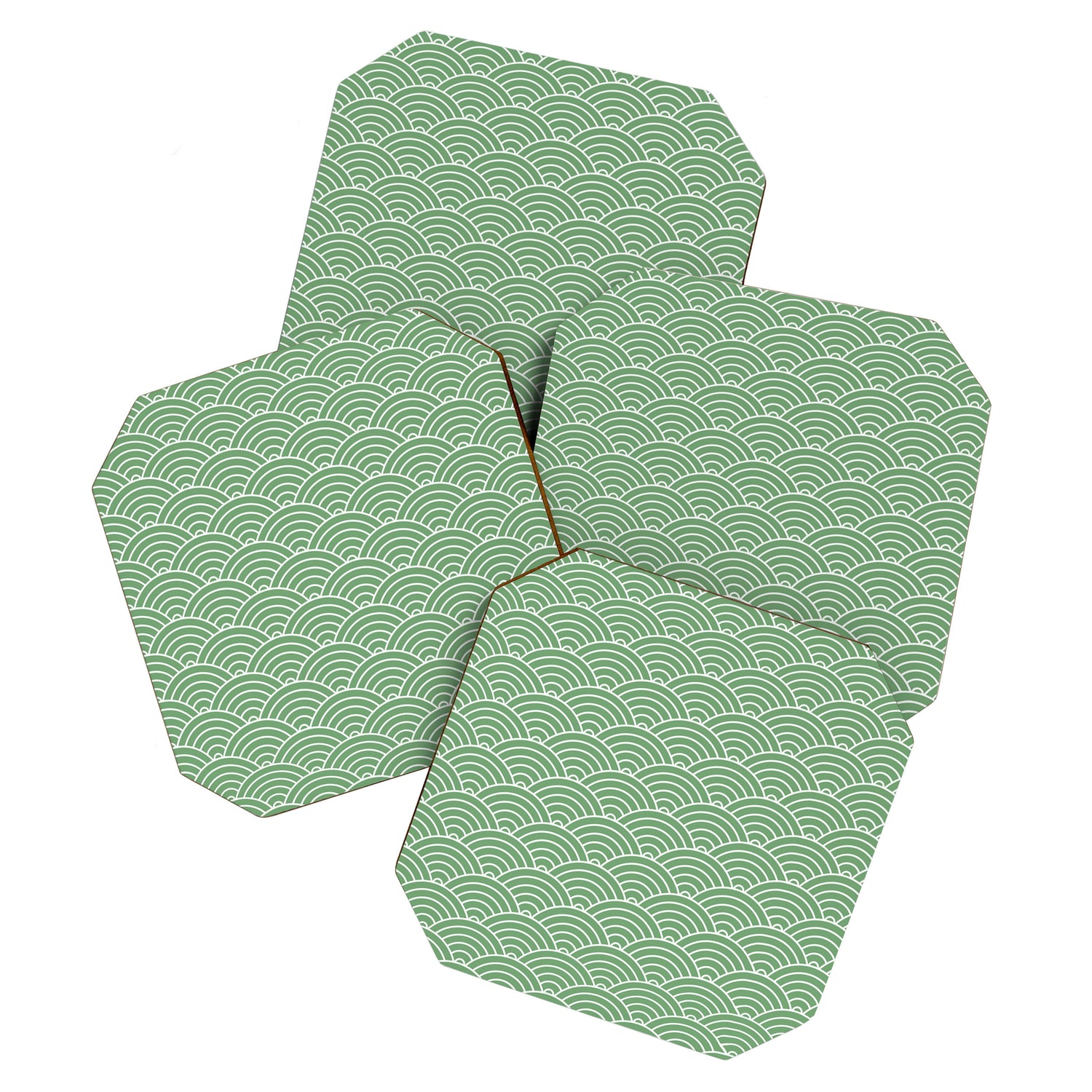 Japanese Waves Pattern Green Coaster Gallery Image 1