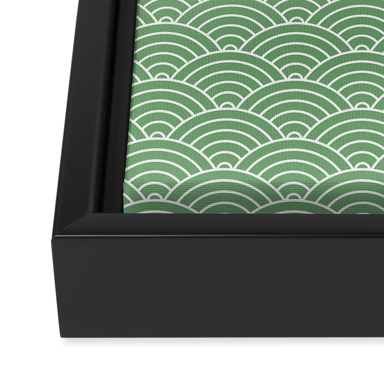 Japanese Waves Pattern Green Framed Canvas Print Gallery Image 3