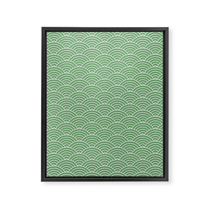 Japanese Waves Pattern Green Framed Canvas Print Gallery Image 6