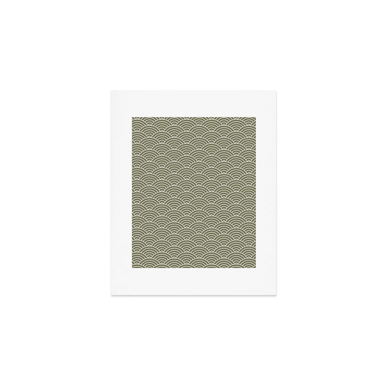 Japanese Waves Pattern Olive II Art Print Gallery Image 1