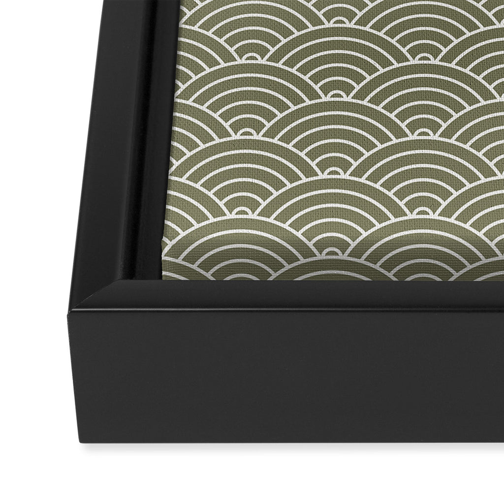 Japanese Waves Pattern Olive II Framed Canvas Print Gallery Image 3