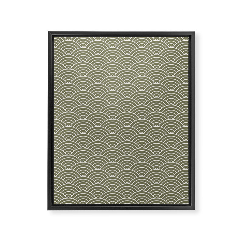 Japanese Waves Pattern Olive II Framed Canvas Print Gallery Image 6